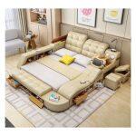 intelligent massage beige bed with multiple functions