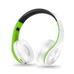 white and green wireless earphones with crystal sound