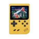 8 Bit retro yellow handheld game console with 400 built-in games